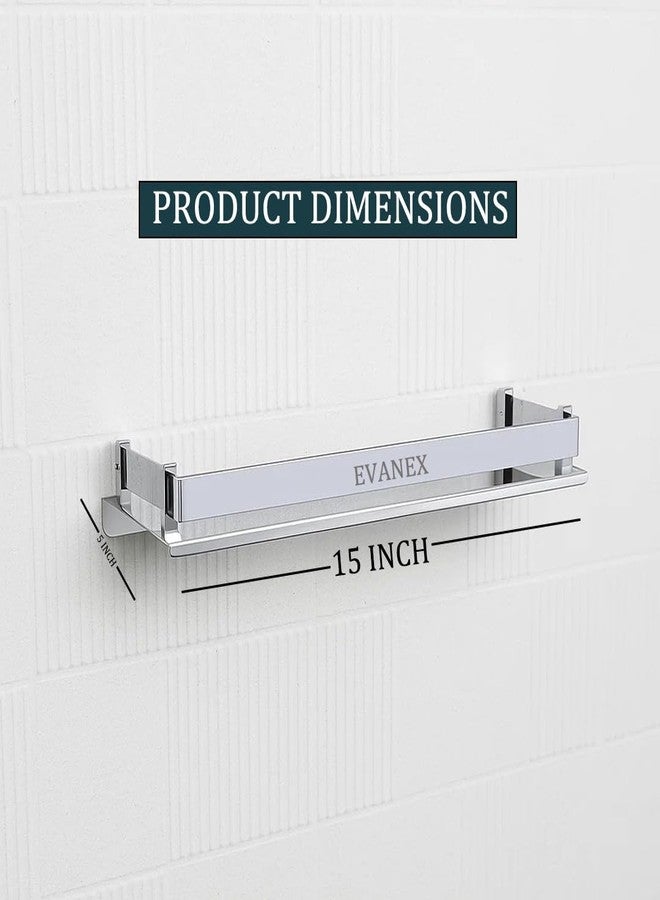 EVANEX Bathroom Wall Shelf | 5x15 Inch 304 Stainless Steel Wall-Mounted Storage Organizer | Rustproof Bathroom Storage Rack for Toiletries, Bathroom Accessories, Multi-Purpose Wall Shelf - Image 4