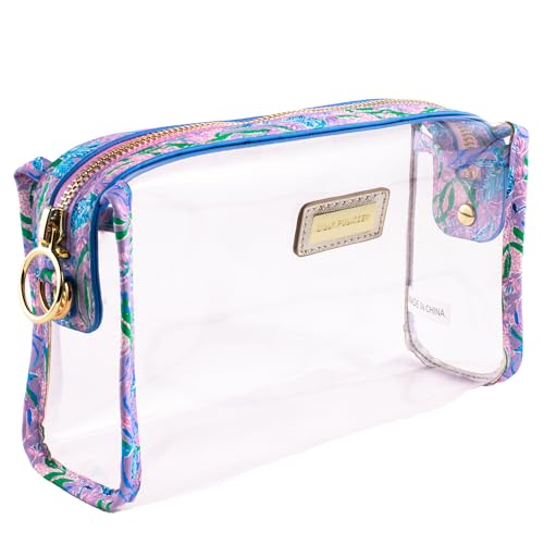 Lilly Pulitzer Clear Zipper Pouch, Cute Pencil Case for Adults, Travel Toiletry Bag, Small Pouch Bag for Supplies, Makeup or Toiletries (Secret Escape)… - Image 1