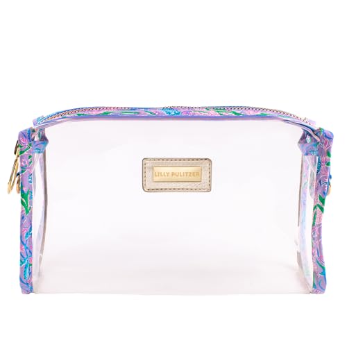 Lilly Pulitzer Clear Zipper Pouch, Cute Pencil Case for Adults, Travel Toiletry Bag, Small Pouch Bag for Supplies, Makeup or Toiletries (Secret Escape)… - Image 2
