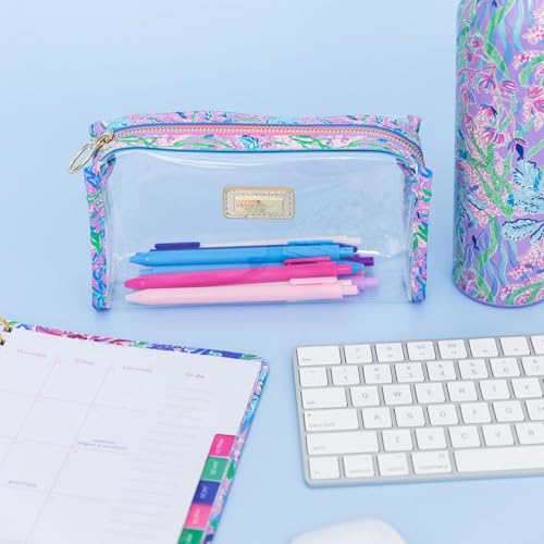 Lilly Pulitzer Clear Zipper Pouch, Cute Pencil Case for Adults, Travel Toiletry Bag, Small Pouch Bag for Supplies, Makeup or Toiletries (Secret Escape)… - Image 4