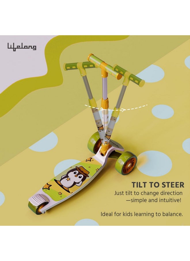 Lifelong Lifelong Scooter for Kids 3+ Years - Foldable Kids Scooter with PVC Wheels & Adjustable Height - Kick Scooter Capacity 50kg 3+ Year Old boy & Girl - Skate Scooter (LLKS16) White & Green  - Image 2