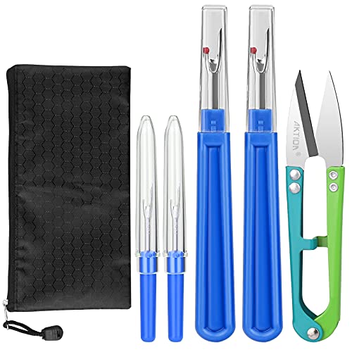 CampTek Seam Ripper and Thread Remover Kit,2 Big and 2 Small Sewing Stitch Cutter,1 Unpicker and 1 Sewing Trimming Scissor Nipper Tool for Thread Remove(Blue) - Image 1