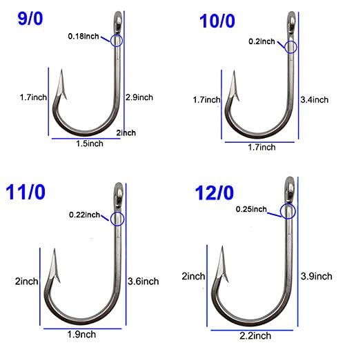 Shaddock Fishing خطاطيف صيد التونة الكبيرة - خطاطيف سمك جنوبية من الفولاذ المقاوم للصدأ مع حلقة مطروقة 10 قطع/كيس لصيد الأسماك الكبيرة 4/0 - Image 4