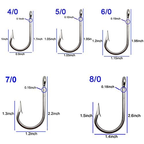 Shaddock Fishing خطاطيف صيد التونة الكبيرة - خطاطيف سمك جنوبية من الفولاذ المقاوم للصدأ مع حلقة مطروقة 10 قطع/كيس لصيد الأسماك الكبيرة 4/0 - Image 3