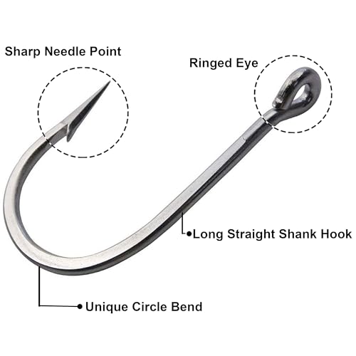 Shaddock Fishing خطاطيف صيد التونة الكبيرة - خطاطيف سمك جنوبية من الفولاذ المقاوم للصدأ مع حلقة مطروقة 10 قطع/كيس لصيد الأسماك الكبيرة 4/0 - Image 2