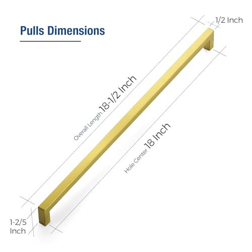 JOY DECOR 4 Pack Cabinet Handles Gold Cabinet Pulls 18 Inch Kitchen Closet Handles Square Drawer Pulls Stainless Steel Drawer Hardware 458mm Hole Centers - Image 3