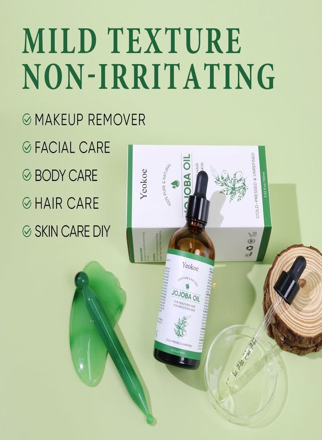 Yeokoe Jojoba Oil Pure Cold Pressed Unrefined Gua Sha for Healthier hair Smoother skin Base Carrier Moisturizing Oil 3.52oz 100ml - Image 2