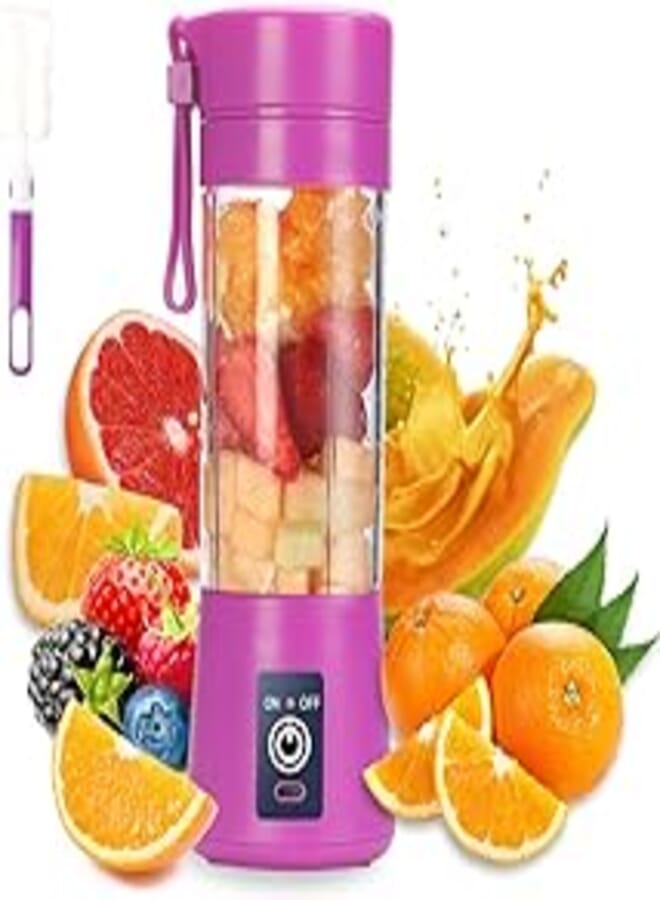DoubleCare Portable blender cup,electric usb juicer blender,mini blender portable blender for shakes and smoothies, juice,380ml, six blades great for mixing,purple