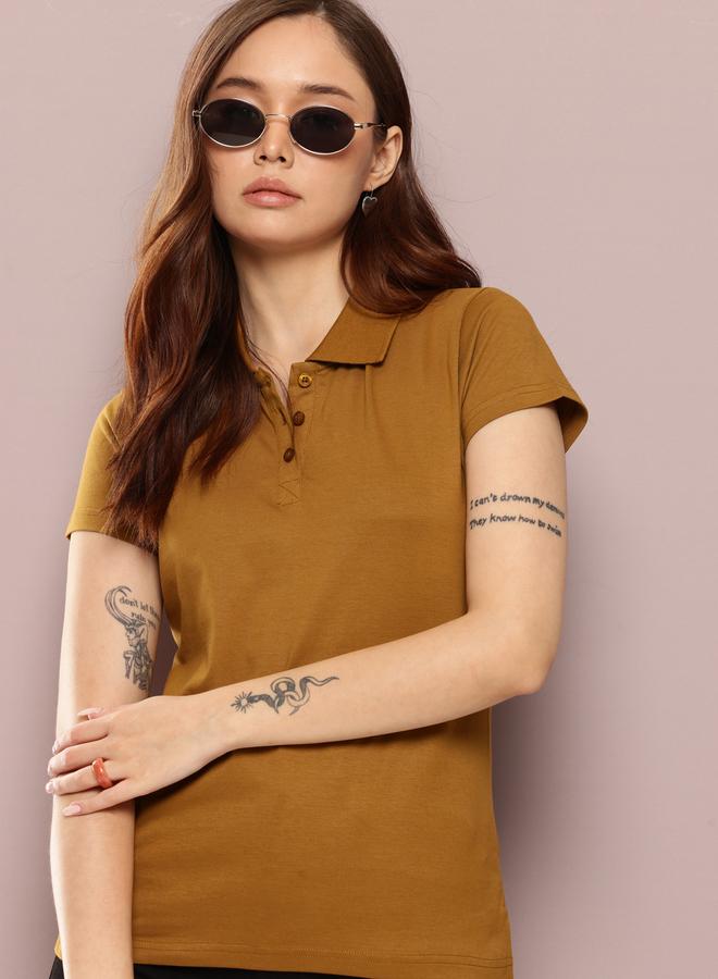 Dillinger Women Regular Fit Solid Polo T-Shirt - Image 1