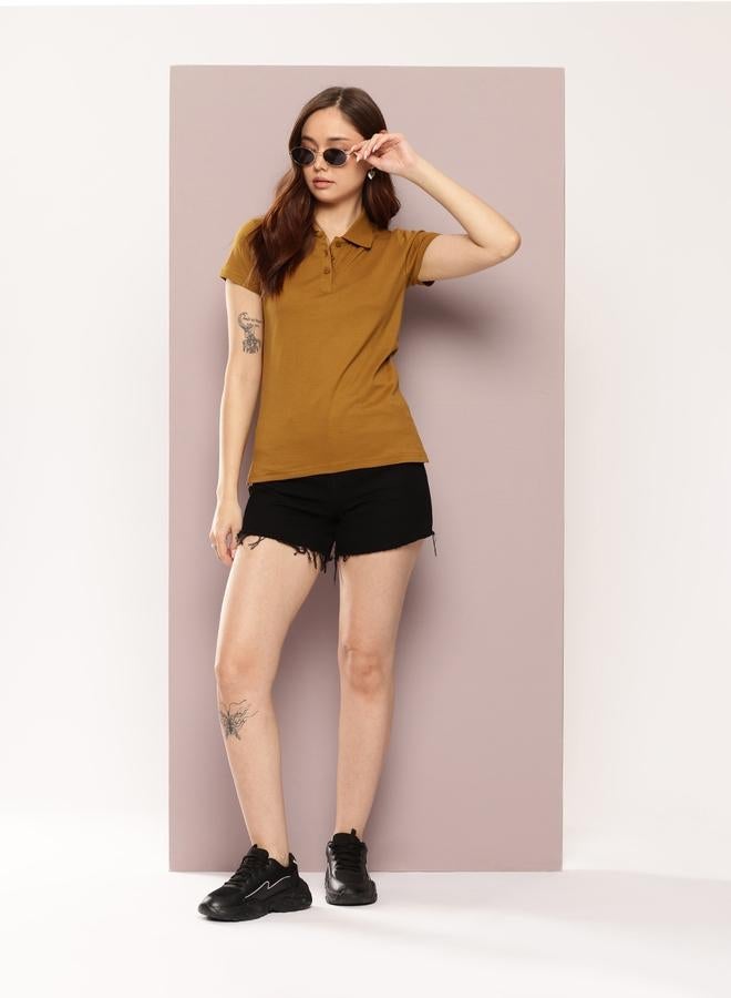 Dillinger Women Regular Fit Solid Polo T-Shirt - Image 5