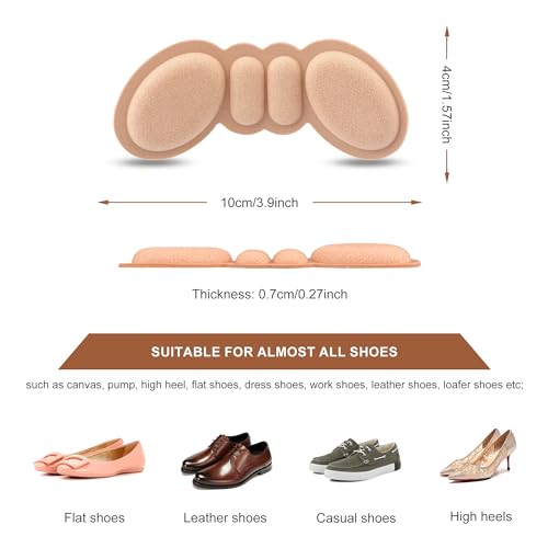 Riootlnm Heel Pads for Shoes Too Big, Shoe Inserts for Loose Shoes, Heel Grips Protectors for Blisters Pain, Filler Make Shoes Fit Tighter, Rubbing, Prevent Slip for Women Men (4PairsRosyBrownBlack) - Image 2