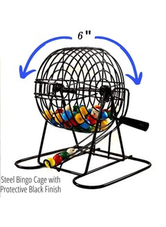 MIXDE Complete Bingo Game Set with 6 Inch Bingo Cage,75 Colored Balls,50 Bingo Cards,and 300 6 Color Mix Bingo Chips with a Bag,Bingo Game Family Board Game Ideal for Large Groups  - Image 4