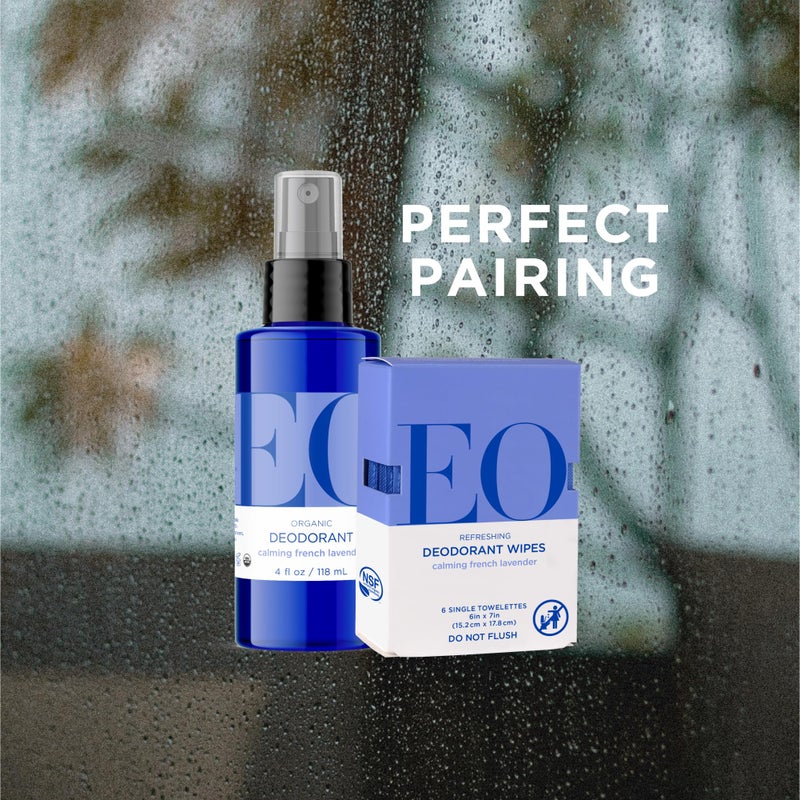 EO Natural Deodorant Wipes, 6 Wipes (Pack of 12), French Lavender, Organic Plant-Based with Pure Essential Oils - Image 5