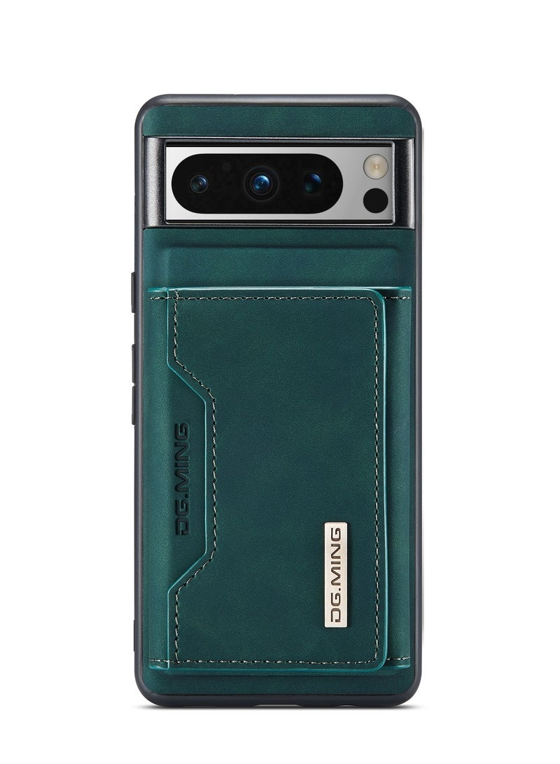 DGMING Wallet Case for Google Pixel 8 Pro, DG.MING Premium Leather Phone Case Back Cover Magnetic Detachable with Trifold Wallet Card Holder Pocket (Green) - Image 4