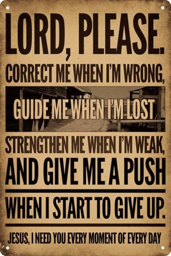 QIXFGUL Vintage Metal Tin Sign Decorative 8x12 in Lord Please Religious Themed Decor for Home Garage Porch Cafe Club Wall Hanging Inspirational Plaque for Indoor & Outdoor - Image 1