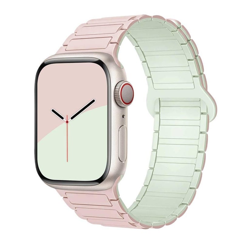 سوار ساعة ذكية سوار رياضي من السيليكون متوافق مع Apple Watch 42/44/45/49mm بملاءمة قابلة للتعديل وحزام بديل للاستخدام اليومي باللون وردي قابل للتعديل - Veloris - Image 1