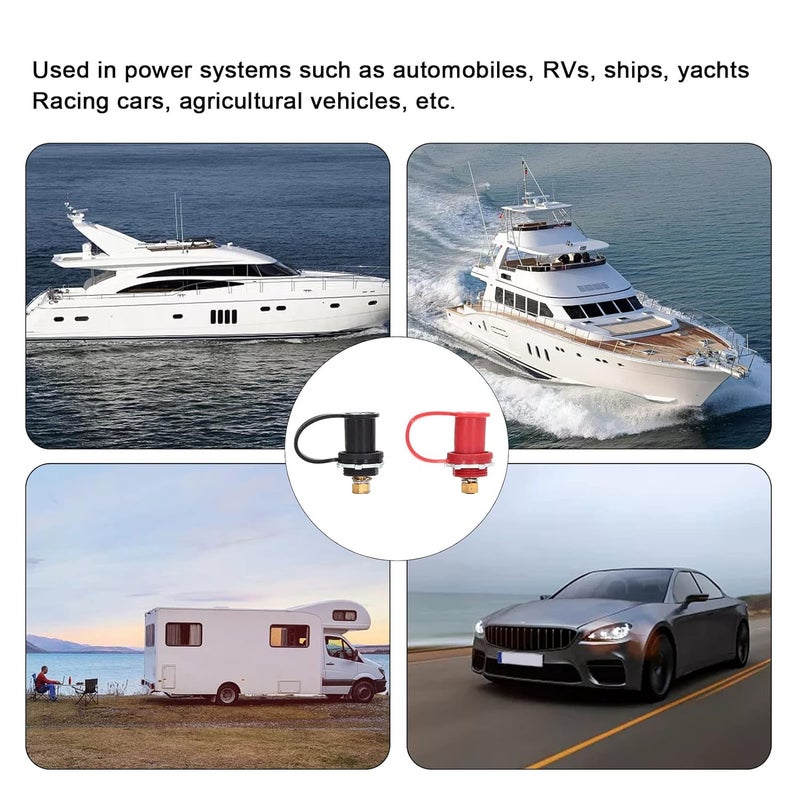 klarako Battery Charger Post, 2 X Battery Charger Post Battery Charger Post Kit 20Mm Stud Cap Car Rv Truck Charging Pile Jumper Terminal Black Red - Image 2