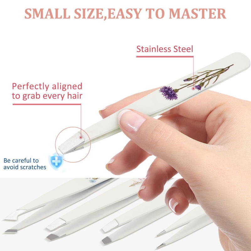 COSHAYSOO Personalized Tweezers Set for Women Facial Hair in Floral Travel Case, Small Self Care Inspirational Thoughtful Easter Gifts for Her Friend, Eyebrow Ingrown Hair Splinter Removal Grooming Kit - Image 2