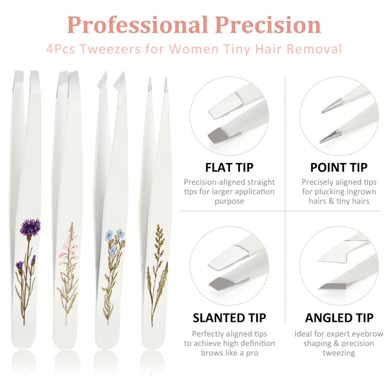 COSHAYSOO Personalized Tweezers Set for Women Facial Hair in Floral Travel Case, Small Self Care Inspirational Thoughtful Easter Gifts for Her Friend, Eyebrow Ingrown Hair Splinter Removal Grooming Kit - Image 3