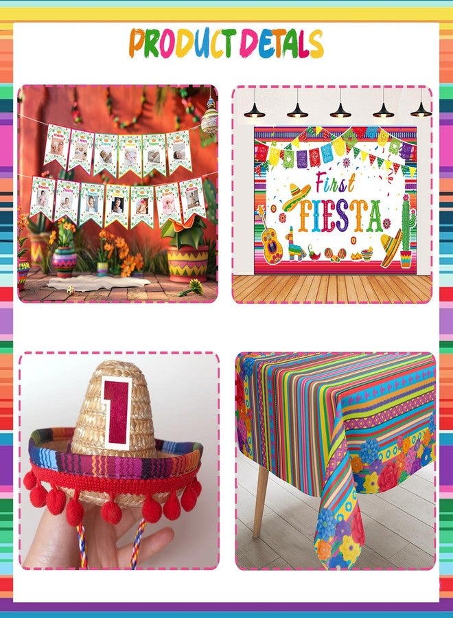 Hombae First Fiesta Birthday Decorations, Mexican Theme 1st Party Decorations, 1st Birthday Decorations Boy Girl, Uno Taco Backdrop Balloon Banner Tablecloth Cake Topper Crown Box Cutout Poster - Image 3