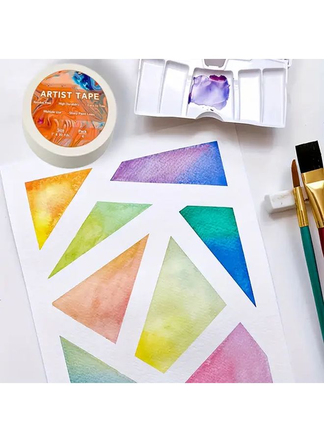 4 Pcs White Artist Masking Tape Acid Free 0.40 Inch Wide for Watercolor Canvas Art - Image 3