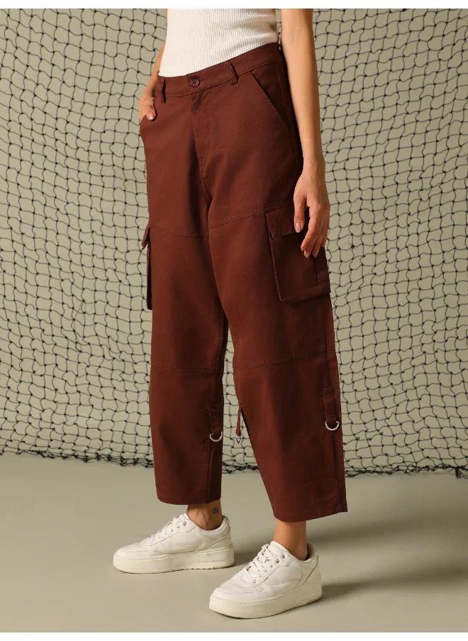 هوبرهولمي Women’s Carrot Fit Brown Trousers – Fashionable and Comfortable