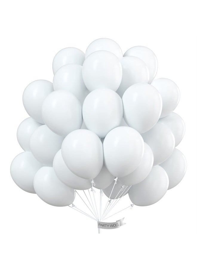 PartyWoo - White Balloons, 100 pcs 10 Inch Matte White Balloons, White Balloons for Balloon Garland or Balloon Arch as Party Decorations, Wedding Decorations, Neutral Baby Shower Decorations, White-Y13 - Image 1