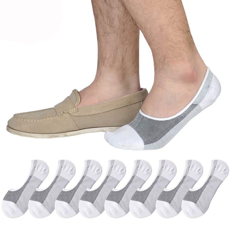 JORMATT 8 Pairs Mens Women Genuine No Show Socks Boys Sneaker Shoes Mesh Knit Low Cut Athletic Cotton Socks Non Slip, Men Shoe size 6-10