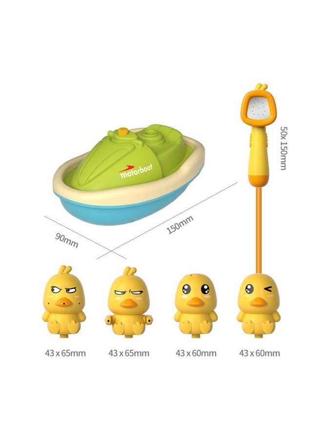 MIXDE Bath Toys for Toddlers 1-3, Water Spray Rubber Ducks Baby Bathtub Toys, Electric Shower Toy Set with Boat, Hand Spray, Hose, 4 Little Ducks, Fun Bath Toys for Kids Girls Boys  - Image 2