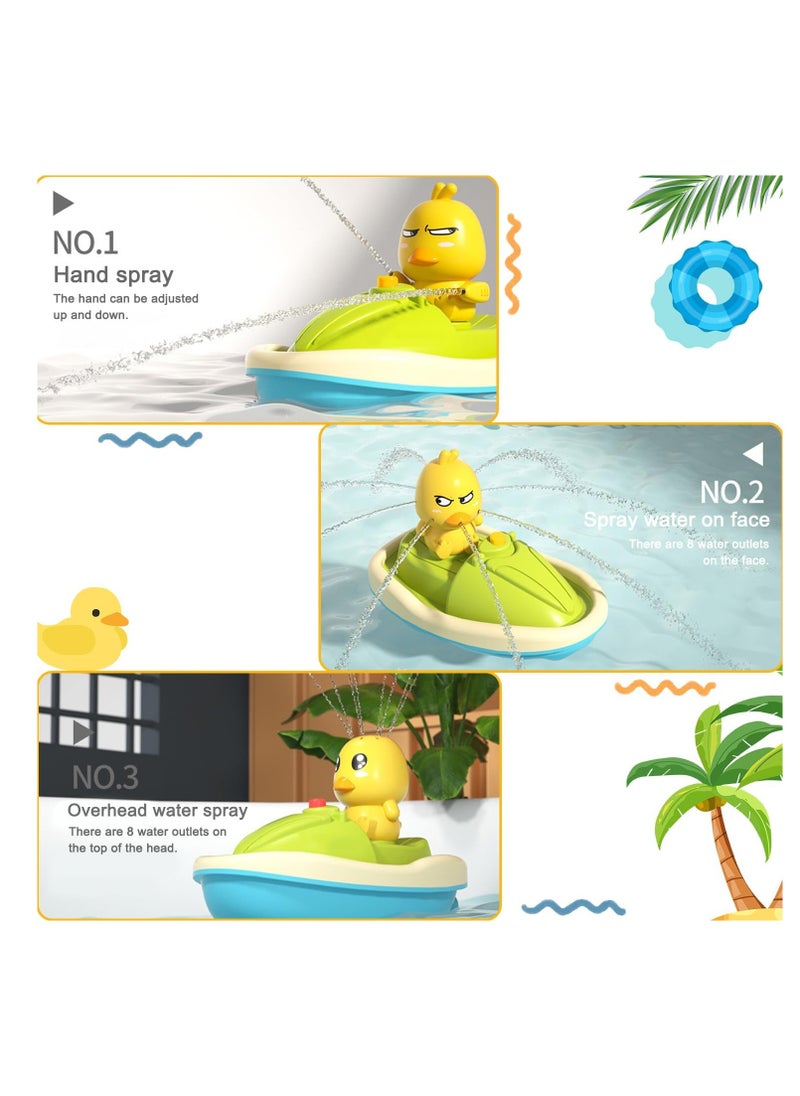 MIXDE Bath Toys for Toddlers 1-3, Water Spray Rubber Ducks Baby Bathtub Toys, Electric Shower Toy Set with Boat, Hand Spray, Hose, 4 Little Ducks, Fun Bath Toys for Kids Girls Boys  - Image 4