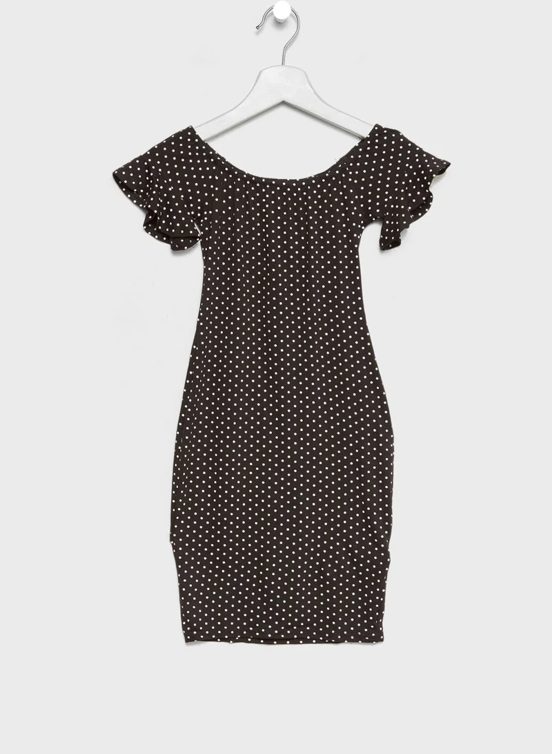 NEW LOOK Teen Polka Dot Bardot Dress
