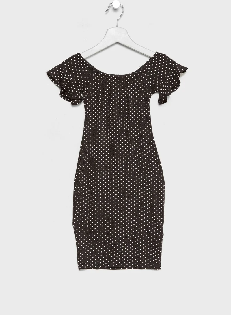 NEW LOOK Teen Polka Dot Bardot Dress