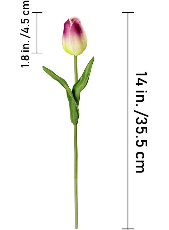 Winlyn 28 Pcs Multicolor Tulips Artificial Flowers Faux Tulip Stems Real Feel PU Tulips for Easter Spring Wreath Wedding Bouquet Centerpiece Floral Arrangement Cemetery Table Décor 14" Tall - Image 2