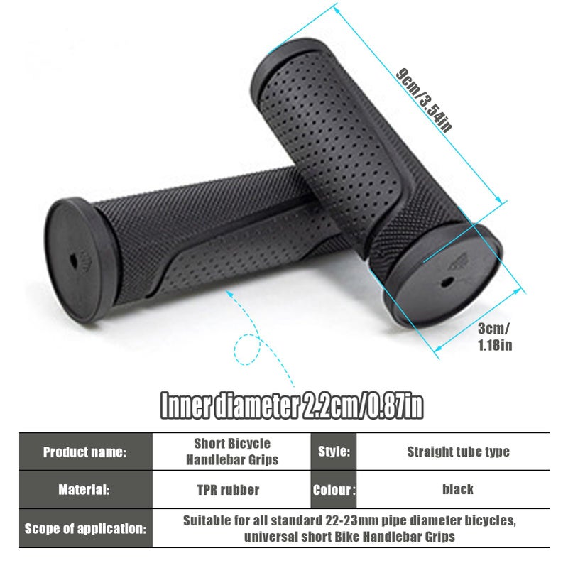 Snmzlc Bike Handlebar Grips Short Mini Bicycle Handlebar Grips 90mm Length Rubber Bicycle Handle Grips Black US114 - Image 2