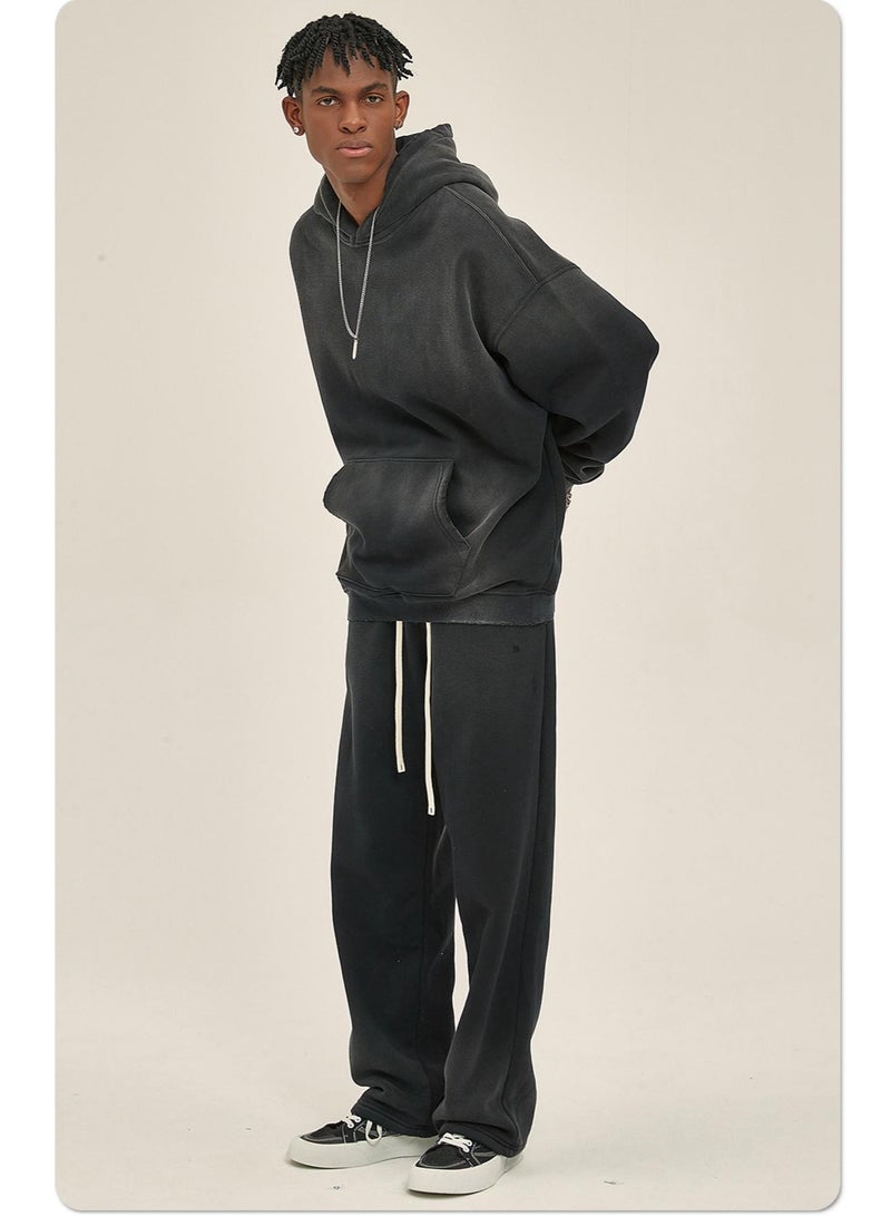 NIBEMINENT Autumn and Winter Washing Spray Dyeing Baggy Hoodies Distressed Hip Hop Gradient Men's and Women's  Hooded Sweatshirts - Image 2