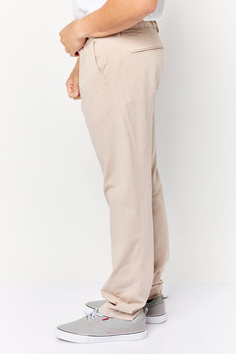 Celio Men Slim Fit Textured Chino Pants, Beige - Image 3