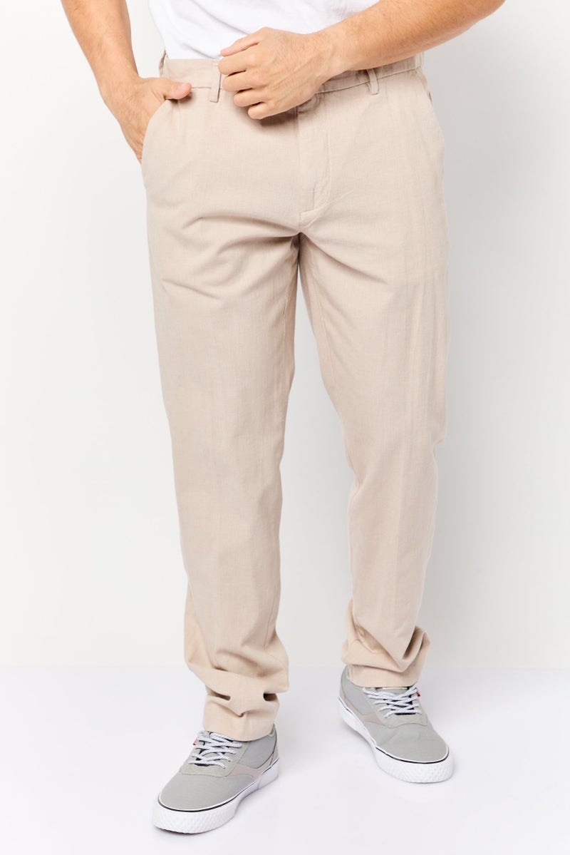 Celio Men Slim Fit Textured Chino Pants, Beige - Image 1