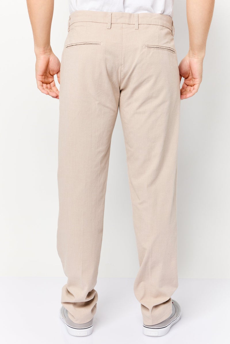 Celio Men Slim Fit Textured Chino Pants, Beige - Image 4