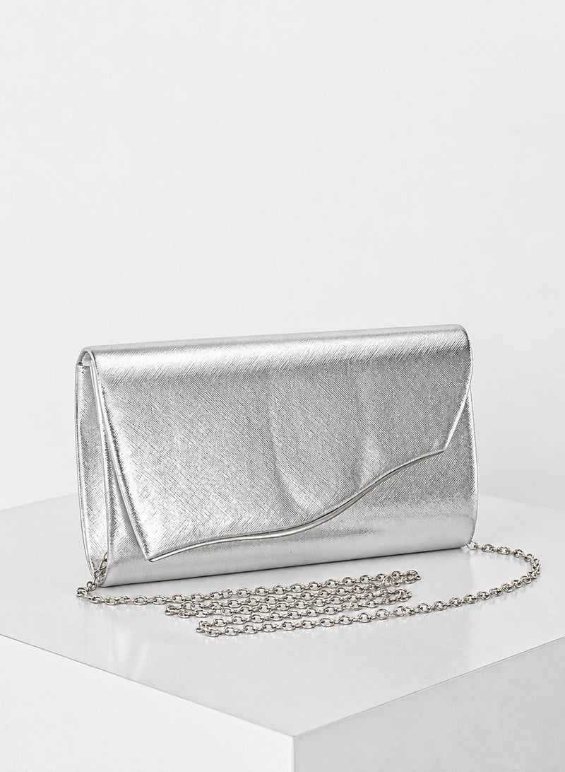 Women’s Silver Evening Clutch Bag – Perfect for Parties and Special Occasions - Image 1