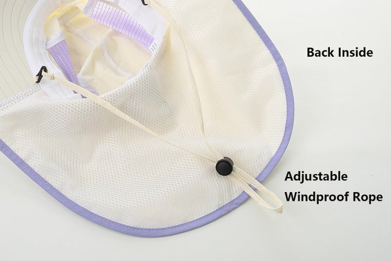 Moon Kitty Womens Sun Hat UV Protection Fishing Hat Foldable Waterproof Fishing Hat Women Wide Brim Gardening Hat with Neck Flap Off-White - Image 4