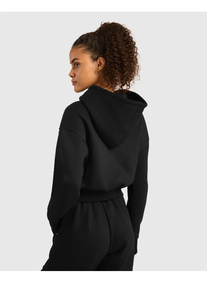 Musclemind Women's Cloud Ease Oversized Drop Shoulder Cropped Fleece Hoodie with Thumbholes, Kangaroo Pocket, Long-Lasting Colour, Anti-Pill Shape Retention And Super Soft And Breathable Fabric, Along with Temperature Regulation Tech