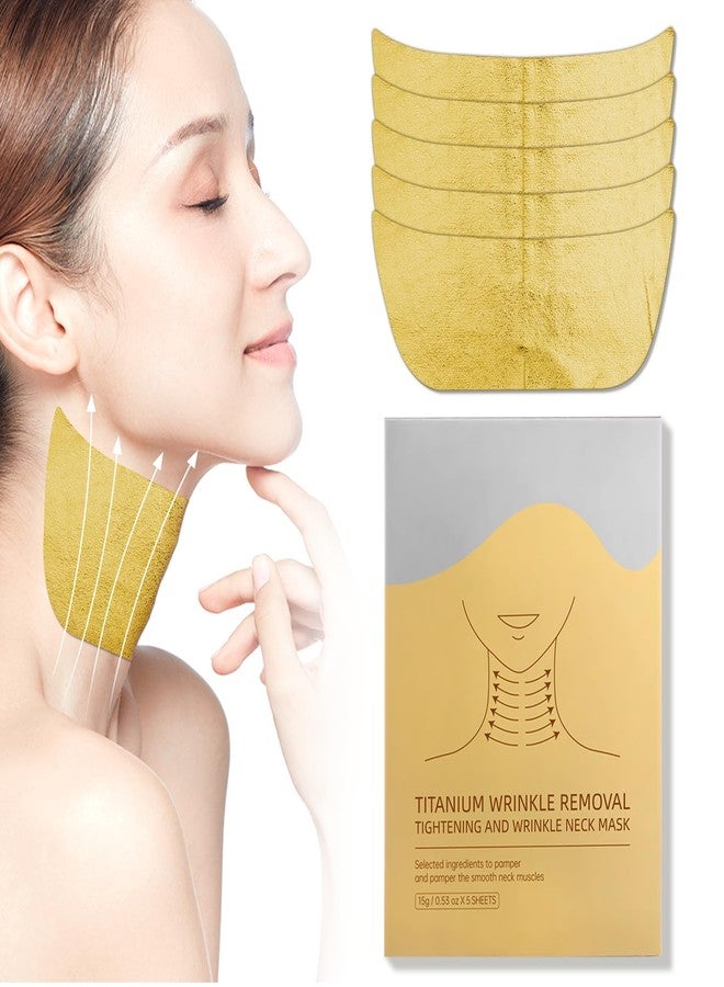 Anti-Aging Neck Mask Patches - Golden Hydrating Collagen Pads for Neck Wrinkles, Deep Moisturizing Treatment with Hyaluronic Acid for Firming & Smoothing (5 PCS) - Image 1