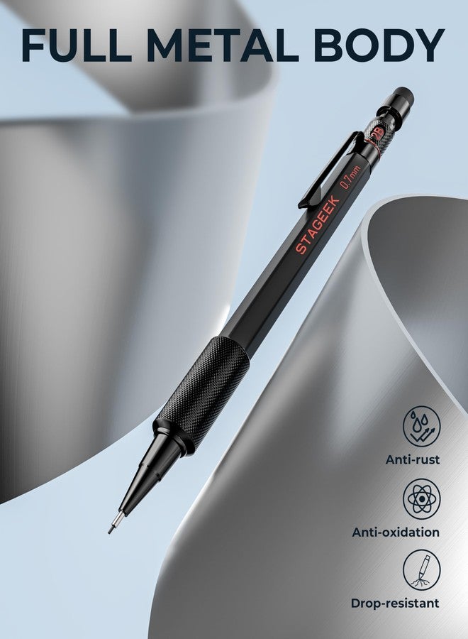 STAGEEK 0.9mm Mechanical Pencil Set, 3PCS Metal Mechanical Pencils 0.9mm with 6 Tubes HB & 2B Lead Refills,Erasers, Weatherproof Artist Pencils with Case for Outdoor Writing Drafting Drawing - Image 4