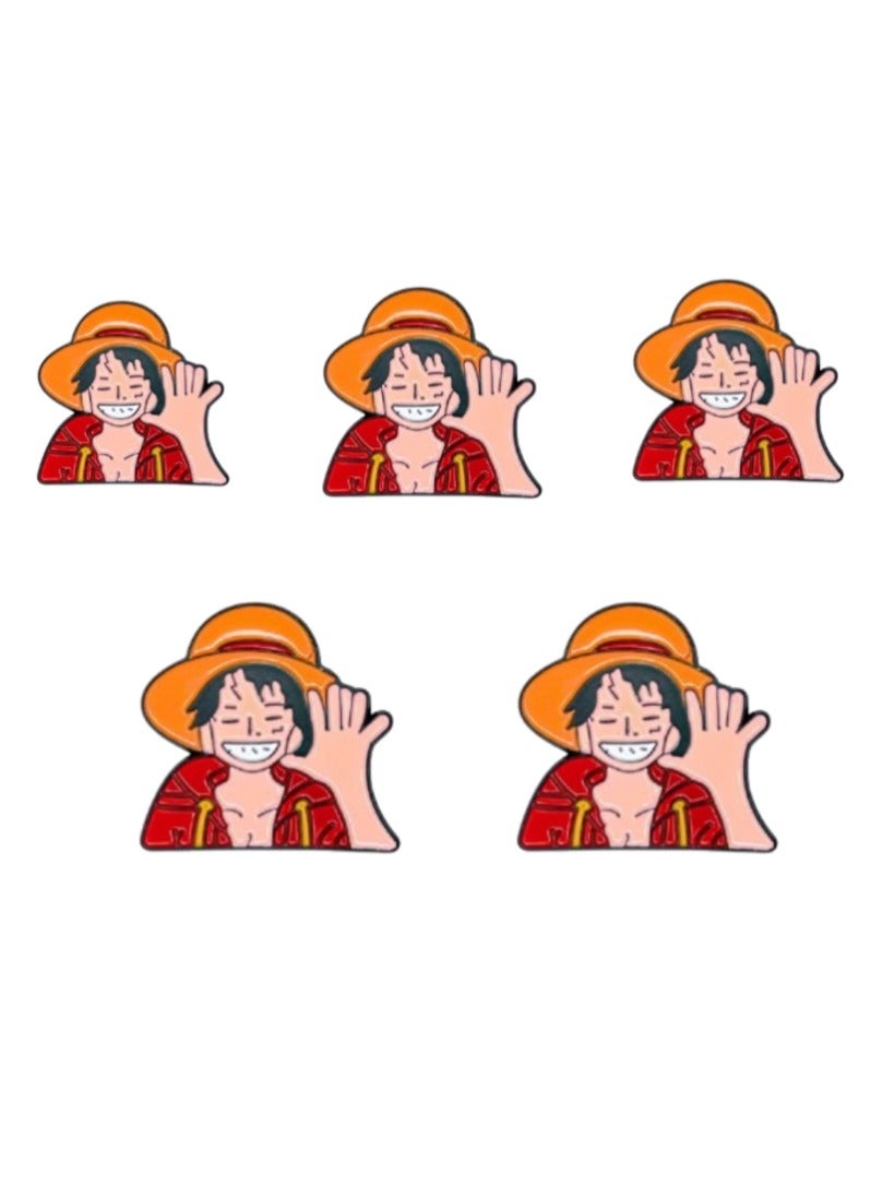 ACLIX 5-Pieces Badge One Piece Monkey D Luffy for Anime Lovers Mobile Phone Stickers - Image 1
