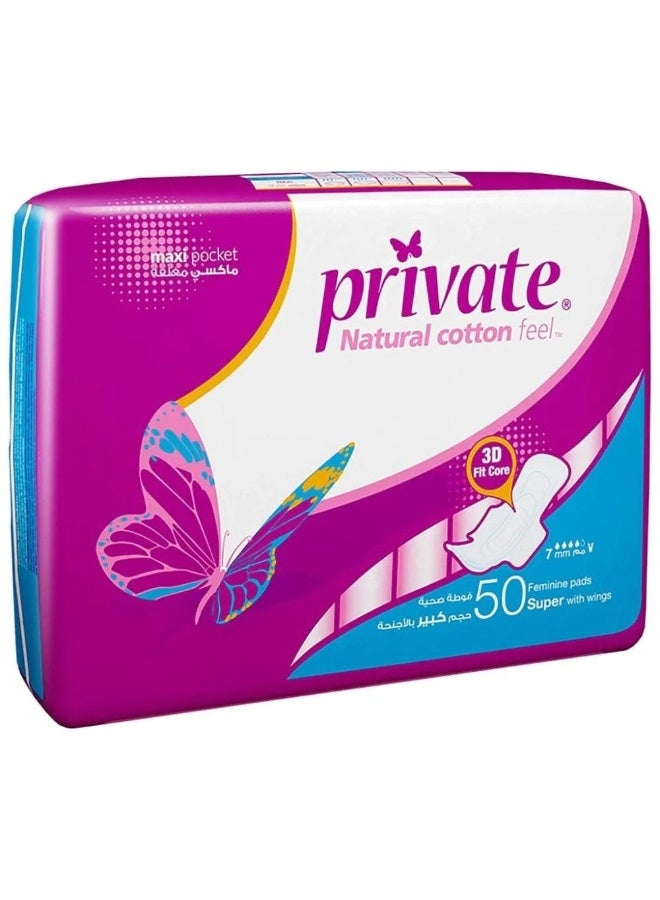 Private Large Maxi Pocket Sanitary Pads, 50 Pads
