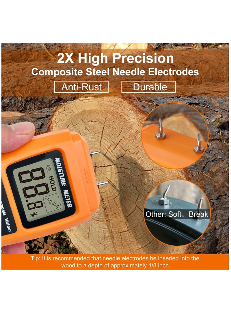 Wood Moisture Meter For Logs Firewood, Moisture Meter For Wood Firewood Moisture Meter For Lumber, Digital Moisture Detector, Pin-Type Water Leak Detector Tester For Wood Firewood Paper Floor, Yellow - Image 4