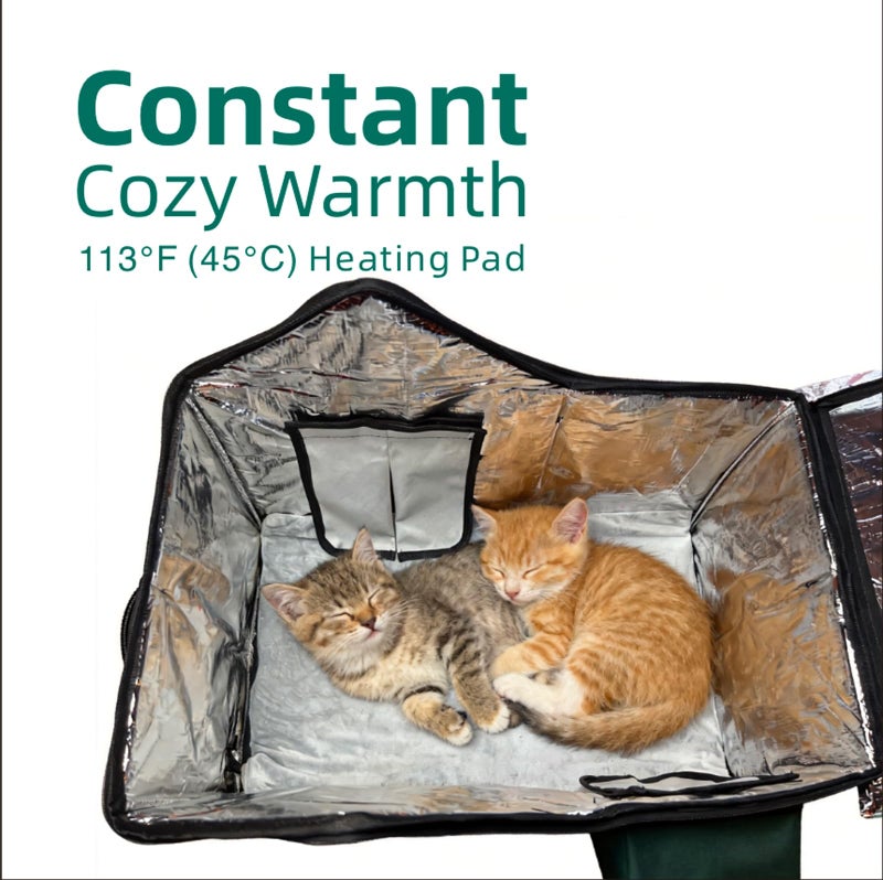 BARKBUDDY Heated Cat House for Outdoor & Indoor Use in Winer, 113Â°F Constant-Temperature Heating Pad Waterproof Windproof Warm Shelter Cat Houses (Green, Medium (21" L x 13" W x 20" H)) - Image 5