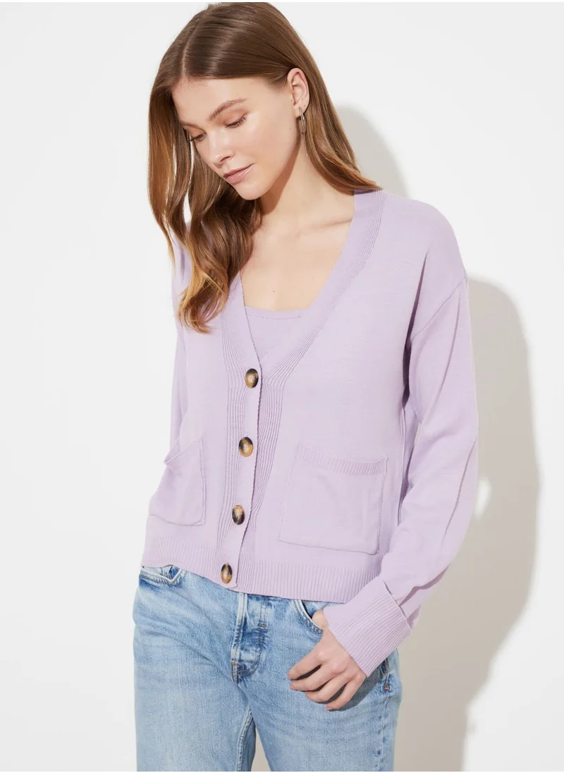 trendyol Button Down Cardigan & Top Set