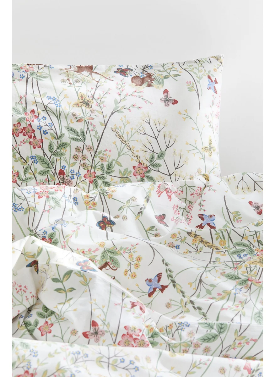 H&M Patterned Cotton Duvet Cover Set