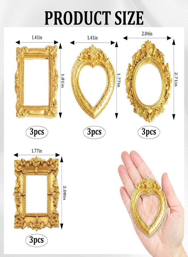 CZFSWT 12PCS Miniature Picture Frames, Mini Picture Frames, Vintage Mini Frames Suitable for DIY Jewelry Display, Holiday Party Decor, Photography Wall Props - Image 2